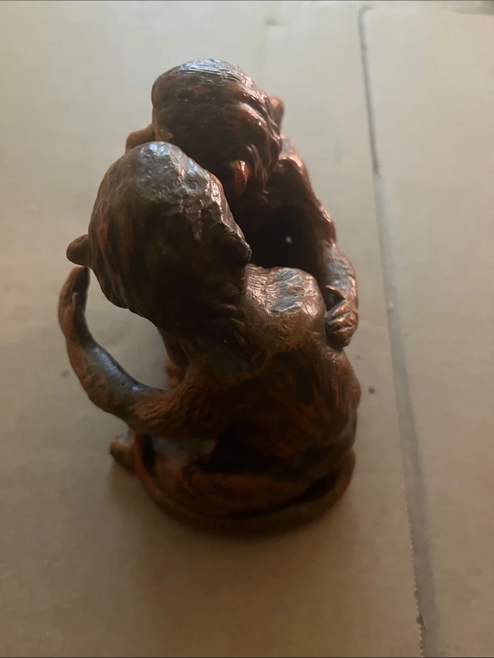 Bronze-Tone Monkey  Figurine Lead cast Brown Finish  6 1/2  X 5  1/2